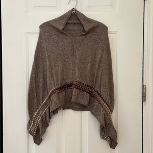 Cashmere Wrap Sweater Women One Size Brown Boho Nepal Made Multi Look Pullover